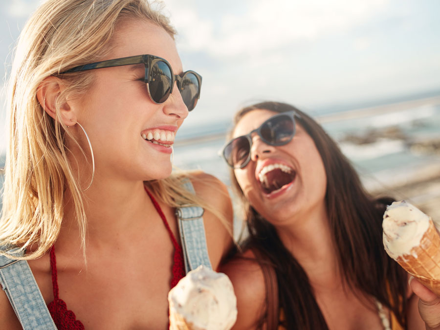 girls enjoying ice cream