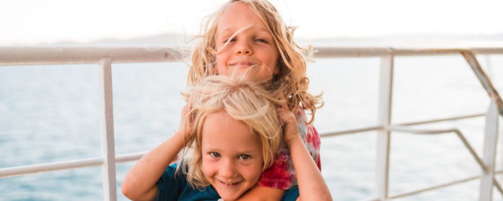 Kids playing on a cruise deck