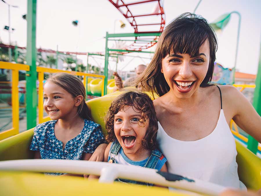 Family on a rollercoaster