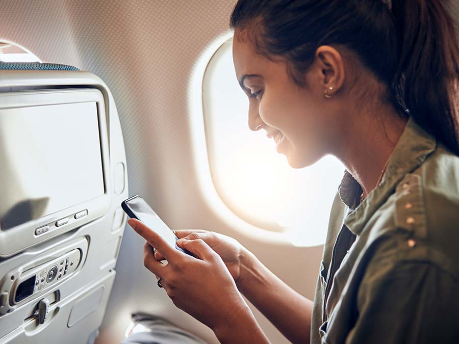 Woman on flight